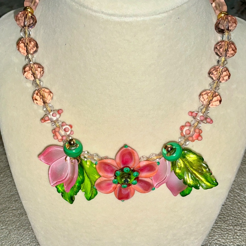 #17. Artisan Created All Glass/Crystal 16" Necklace View 2